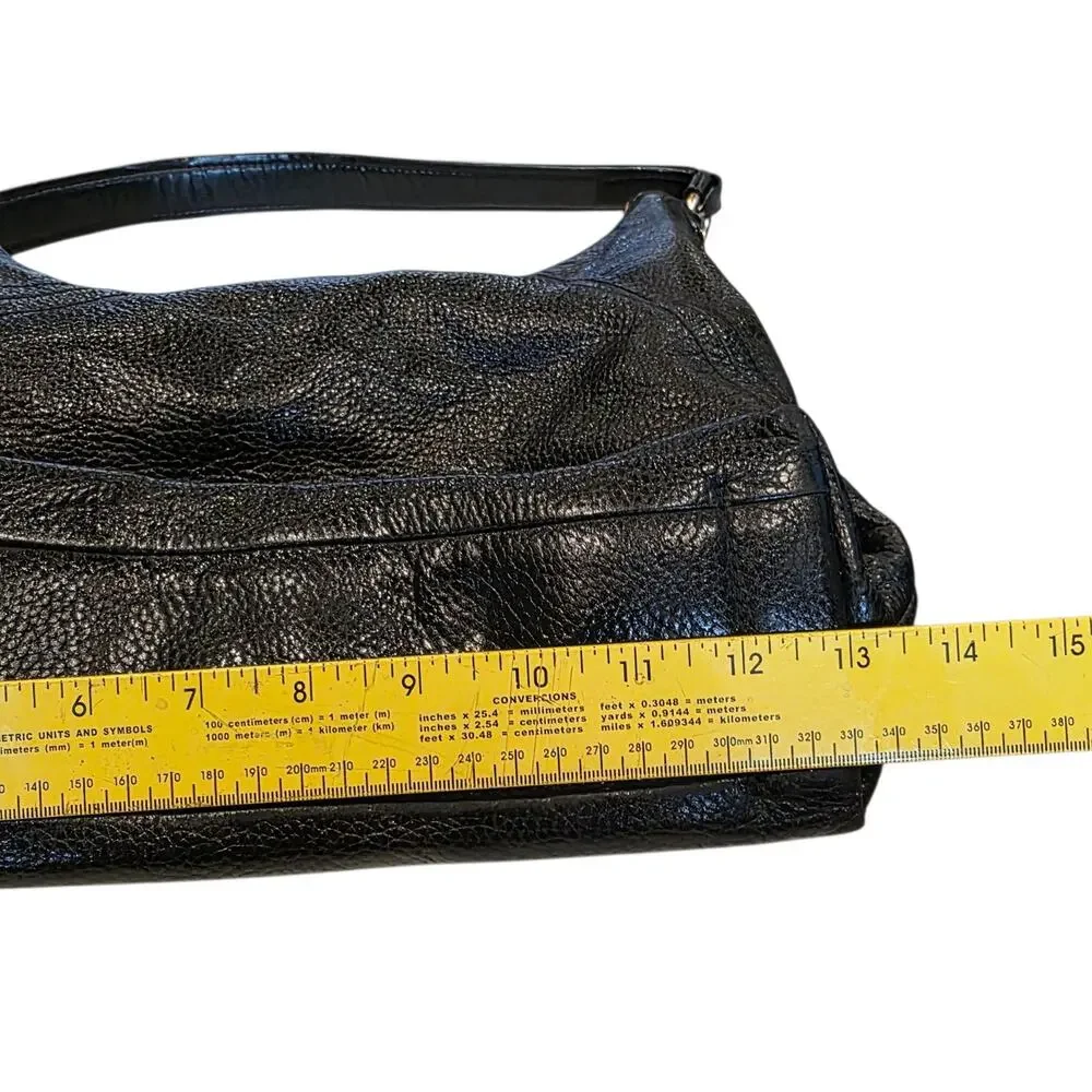 Michael Kors Black Leather Purse Shoulder Bag Pebble Texture Hobo 13